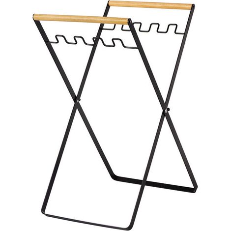 Support de sac poubelle pliable en fer, portable et pratique, utilisation multifonctionnelle pour le camping, le jardin et la lessive (noir)