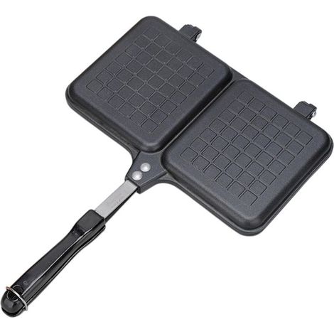 Appareil à croque-monsieur à 2 panneaux pour le camping et le petit déjeuner – Double presse à petits avec revêtement antiadhésif, barbecue portable pour des collations rapides (1/5)