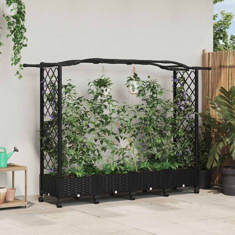 Teenpull – Hochbeet mit Rankgitter und Dach Schwarz 207 x 40 x 129 cm PP (1/5)