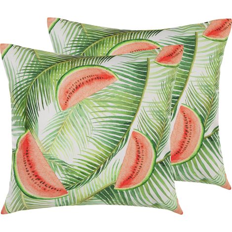 Conjunto de cojines de jardín verde multicolor de poliéster cuadrado 45 cm relleno grueso con motivo floral Lovoleto