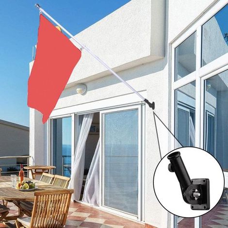 Soporte para mástil de bandera - Soporte para mástil de bandera - Mástil de bandera ajustable - Para decoración de banderas - Negro (1/4)