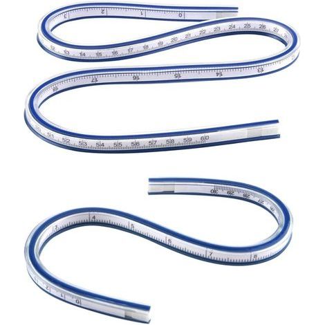 BUNTHAUS Lot de 2 courbes flexibles pour dessin technique de 30 cm et 60 cm pour couture, dessin et modélisme, outils de mesure multifonctionnels