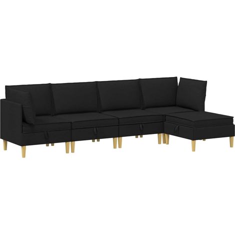 Modular Sofa Set mit Stauraum 5 stk. Schwarz 280 x 140 x 82 cm vidaXL