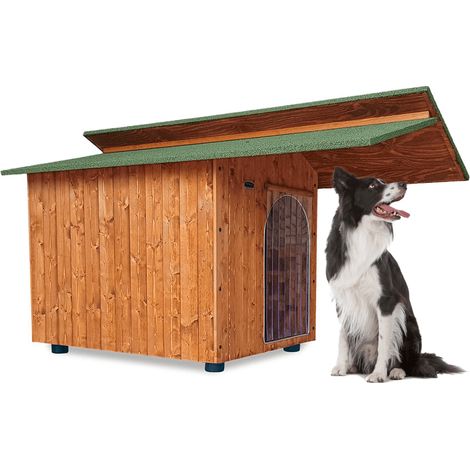 Cuccia in Legno per Cani da Esterno Tendina OMAGGIO mod. Alpi Pensilina MADE IN ITALY A - Chihua/Gatto 45x75xH48 Tendina OMAGGIO (1/5)
