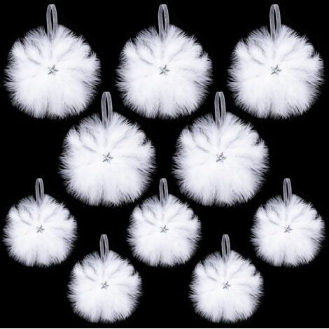 10 Stück Federschmuck für den Weihnachtsbaum, weiße Federweihnachtsdekorationen für den Innen- und Außenbereich (1/5)