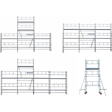 Echafaudages Stéphanois – Échafaudage faitage 4 en 1 9m – Acier galvanisé – Hauteur de travail 9m – Charge maximale 400kg – Normes NF EN 12810-1 et 2 (1/4)