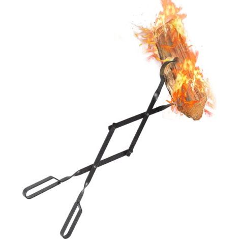 Pince à bûches de 64 cm de long, accessoire pour cheminée intérieure, barbecue extérieur, feu de camp et grillades de camping