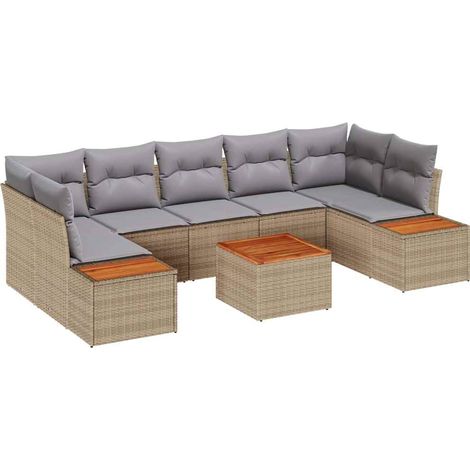 Maison Exclusive - Set Divano da Giardino con cuscino 8 pcs Beige Poly Rattan