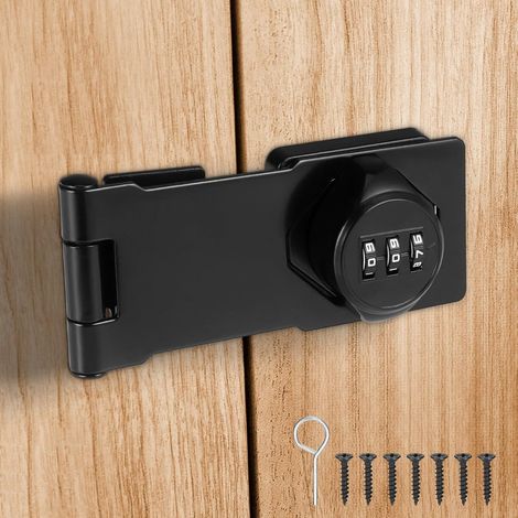 Loquet avec Verrou a Code, Cadenas Code Rotatif à Usage Intensif Verrou Porte en Alliage de Zinc Noir, Loquet Porte avec Serrure a Code, pour Garages, Jardins, Armoires, Salles de Bains (1/5)