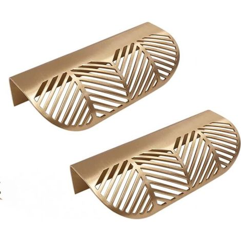 2pcs Handles Leaf Shape Cupboard Drawer Cupboard Door Brass Gold Furniture Cabinet Handles Kitchen Door Drawer Pull Knobs