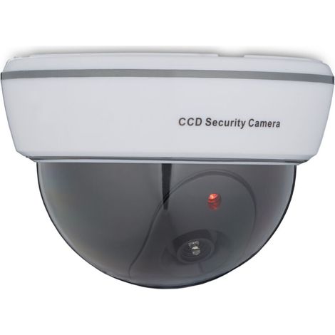 Caméra factice en dme, lot de 3, lumière LED clignotante, intérieur & extérieur, dissuader intrus, surveillance, blanc (1/5)