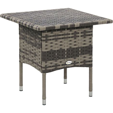 Table d'appoint de jardin table basse carrée en résine tressée style cosy chic 50 x 50 x 47 cm noir