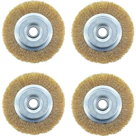 Tête de débroussailleuse, brosse à mauvaises herbes pour débroussailleuse, brosse pour herbes sauvages, brosse métallique, brosse de rechange pour éliminer les mauvaises herbes et la mousse - Lot de 4 (1/5)