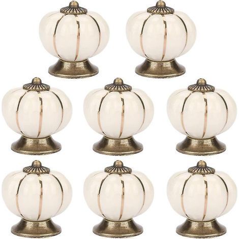 Pcs Beige Ceramic Cabinet Door Knob with Screws Vintage Cupboard Handle (1/5)