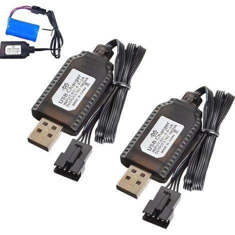 Bardusch Ladegerät für ferngesteuerte Autos, 2S 7,4V LiPo-Ladekabel, universelles USB-Ladekabel für RC-Fahrzeuge, RC-Boote, RC-Drohnen, RC-Flugzeuge und andere ferngesteuerte Spielzeuge (4 Stück, EUR