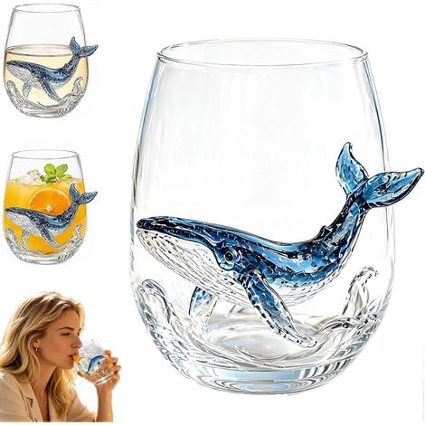 Verrerie artisanale motif pieuvre 3D verres à vin sans pied verres de bar motif animal marin océanique (1/5)