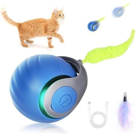 Jouet pour Chien,2025 Jouets Interactifs pour Chats, Jouet Intelligent pour Chat, Balle Roulante Automatique (Bleu) (1/5)