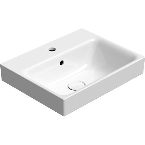 Lavabo en céramique NUBES 50x40cm, blanc ExtraGlaze (1/3)