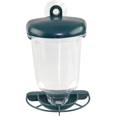 Mangeoire à oiseaux de fenêtre avec soupapes d'aspiration – Petit abri extérieur pour oiseaux – Vert (8 1/2 po L x 5 po l x 4 po H) (1/4)