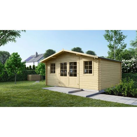 Casetta da giardino in legno - 19.20m2 - 4.80x4.00m - 40mm - colore: naturale - DOM370 (1/5)