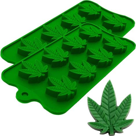 Marihuana Cannabis Moules en silicone feuille de chanvre pour bonbons chocolat gummies gélifiés 2 pièces (1/5)