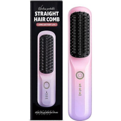 2026 Cordless Mini Hair Straightener Brush Portable Anti-Scald Hot Comb, Fast Heating, Travel-Friendly Styling Tool for Women (1/5)