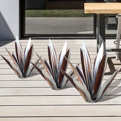 1 pièce Plante d'agave en métal, sculpture extérieure rustique, décoration Tequila pour jardin ou terrasse (1/4)