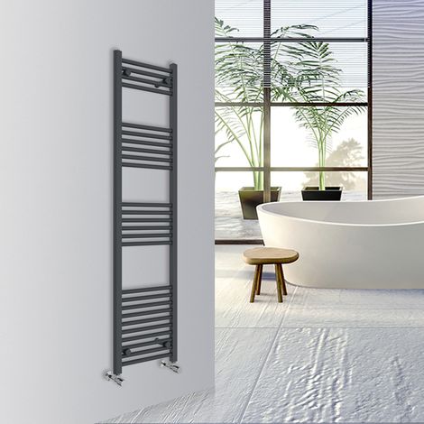 Warmehaus Straight Bathroom Heated Towel Rail Warmer Radiator Central Heating 1600x400mm Anthracite