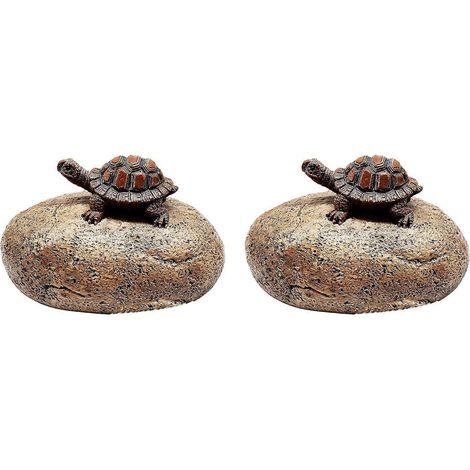 2x Coffre-fort à clés caché en fausse pierre pour l'extérieur - Cache-clés de secours en résine sécurisée pour jardin ou cour (style pierre et tortue) (1/5)