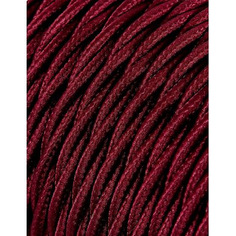 Câble Textile Tressé 2x0,75mm C08 Bordeaux Soie 25m (1/2)