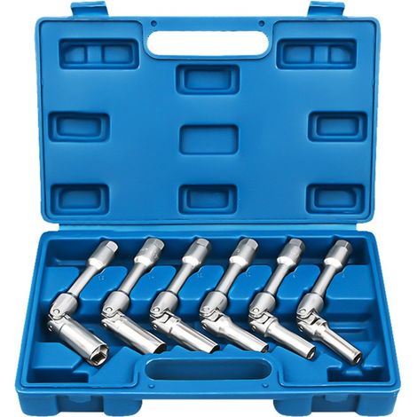 Jeu de 6 douilles hexagonales pour bougies d'allumage automobile, 3/8'', joint carré, tournevis universel, clé (1/4)