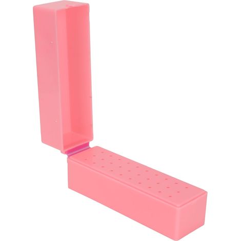 Boîte à 30 têtes de meulage, boîte de stérilisation à couvercle rabattable, boîte à fraises, boîte à têtes de meulage, boîte pour instruments dentaires de stérilisation à haute température, rose. (1/5)