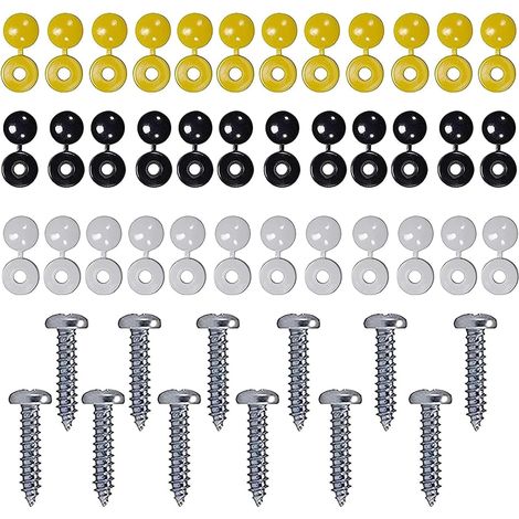 Kit de fixation de plaque d'immatriculation comprenant 12 vis et 36 cache-vis. (1/5)