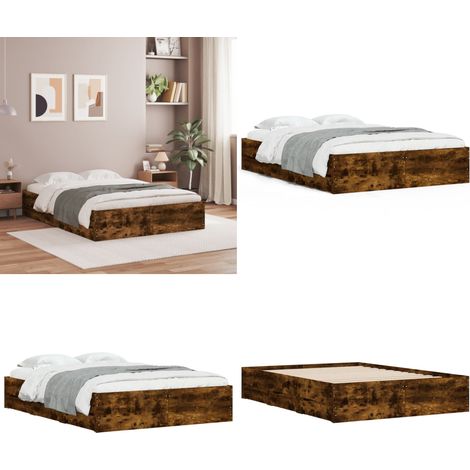 Cadre de lit avec tiroirs sans matelas chêne fumé 120x190 cm - Cadre De Lit - Lit Double - Tiroir Lit - Lit Design - Meuble Chambre - Home & Living (1/5)