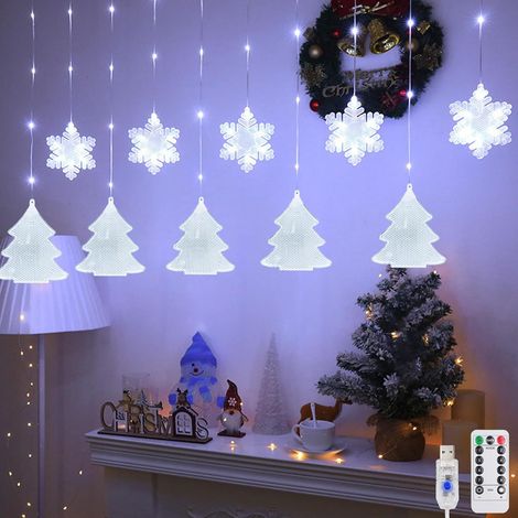 LED Rideau Lumineux Guirlande,4m 96LED Rideau Lumineux Flocons de Neige,Lampe de Noël pour fenêtre d'intérieur,Lumière Décoration,pour Fête Jardin Noël Mariage (1/5)