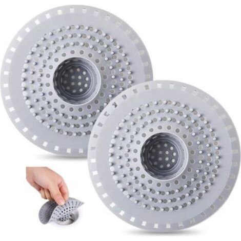 2 Pièces Attrape Cheveux Baignoire Silicone,Filtre Douche Cheveux Ronde,Filtre Evier Salle de Bain Universel,Grille Lavabo Cuisine Ronde,Protection Evier Anti Bouchage,Shower Drain Hair Catcher