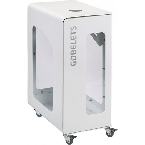 Borne de tri sélectif Cubatri Vigipirate à roulettes, sans serrure - gobelets - 90l - blanc / blanc - RAL 9016 (1/3)