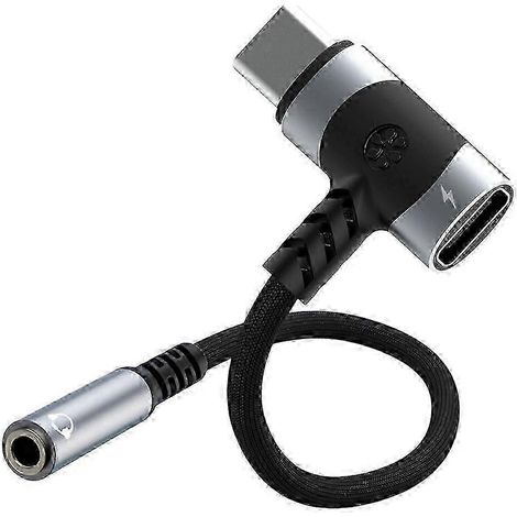 Adaptateur audio USB-C vers 3,5 mm 2 en 1 prenant en charge la charge rapide PD 100 W, avec prise microphone AUX compatible avec les smartphones, tablettes, etc. (1/5)