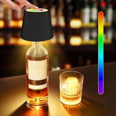 Lampe Bouteille Sans Fil, RGB Blanc Chaud, Tactile, USB-C Rechargeable, Étanche, Intérieur Extérieur, Bar (1/5)