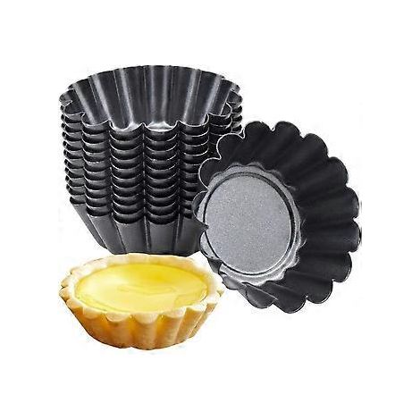 Mini Baking Maestros, 12-teiliges Set geriffelter Tarteformen, herausnehmbarer Boden, Kohlenstoffstahl, Küchenbackzubehör, antihaftbeschichtet, leicht zu reinigen, perfekte Größe für (1/5)