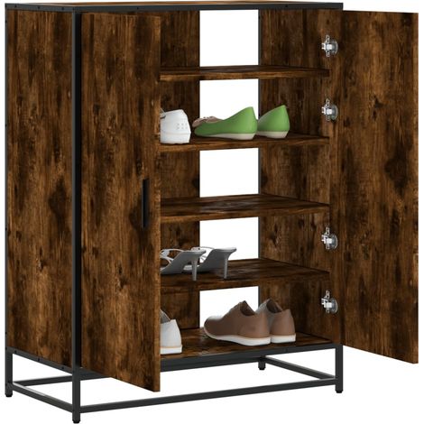 Schuhschrank Räuchereiche 75x38x97,5 cm Holzwerkstoff Metall