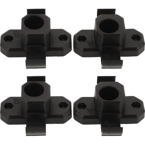 Confezione da 4 staffe per gambe da tavolo pieghevoli regolabili in acciaio per mobili da esterno, in plastica nera (1/5)