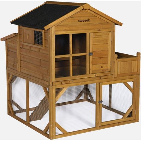 Gallinero de madera de abeto con jardinera para 4 a 6 gallina (1/5)