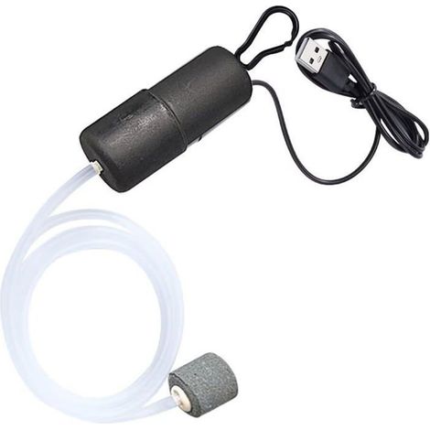 Mini pompe à air USB pour aquarium, aérateur d'aquarium, pompe à oxygène pour aquariums avec pierre à bulles (1/5)
