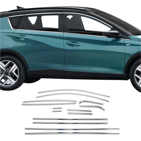 OMAC Garniture de Fenêtre pour Hyundai Bayon SUV 2021-2026 Acier INOX Brillant 14x (1/5)