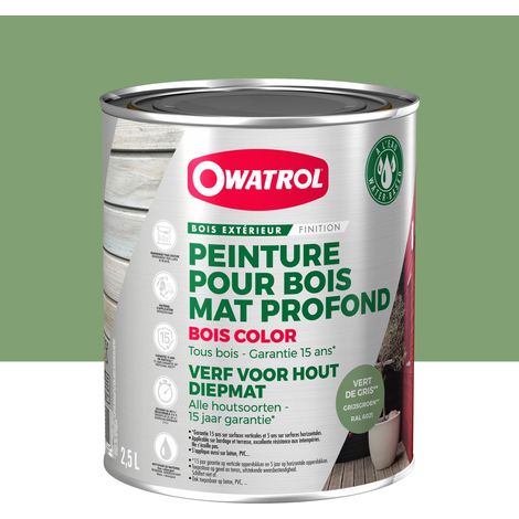 Owatrol-BOIS COLOR-Peinture pour bois extérieur opaque - Finition Mate-Vert de Gris RAL 6021 2.5 litres