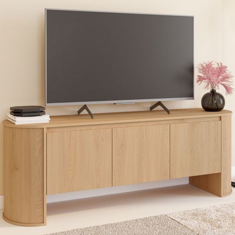 Mueble TV DIVIA 140 cm 3 puertas diseño haya redondeado (1/5)