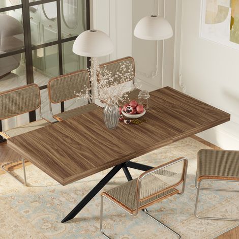 Pour salle à manger et cuisine : accueillez 4 à 6 personnes, table à manger extensible 140-180 cm, rangement caché et métal (1/5)