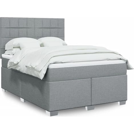 Boxspringbett mit Matratze Hellgrau 160x200 cm Stoff (1/5)