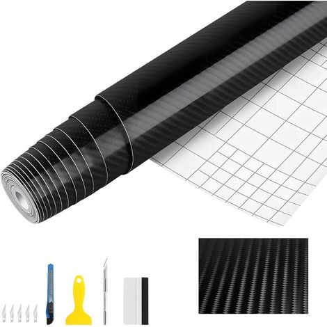 6D Carbon Folie 400x30cm Selbstklebend Wasserdicht für Auto Motorrad Möbel Schwarz (1/5)